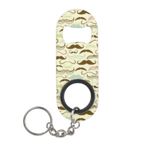 Mustache pattern, retro style 4 keychain bottle opener