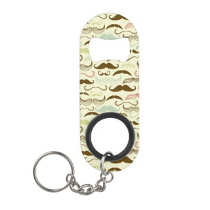 Mustache pattern, retro style 4 keychain bottle opener