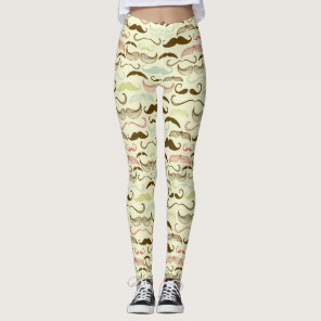 Mustache pattern, retro style 4 leggings