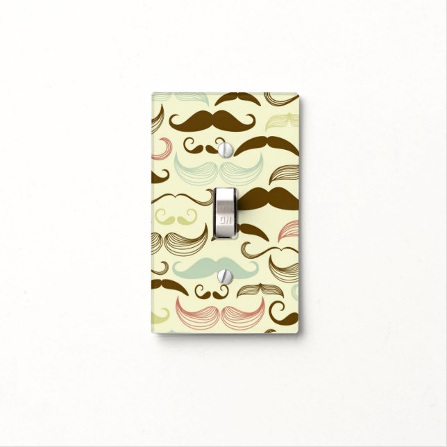 Mustache pattern, retro style 4 light switch cover (In Situ)