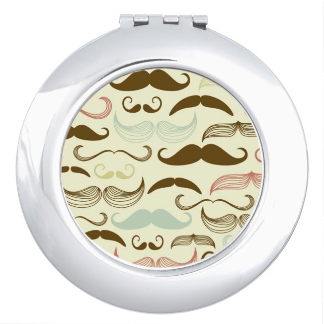 Mustache pattern, retro style 4 makeup mirror (Front)