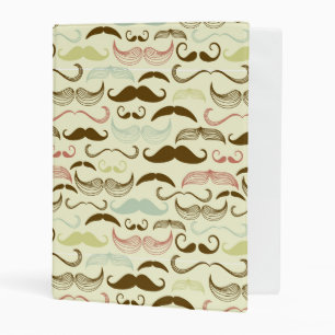 Mustache pattern, retro style 4 mini binder