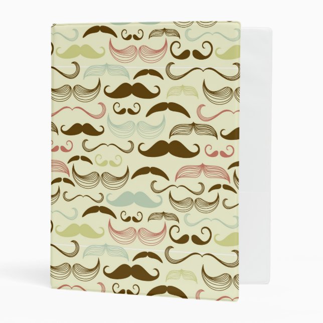 Mustache pattern, retro style 4 mini binder (Front/Inside)