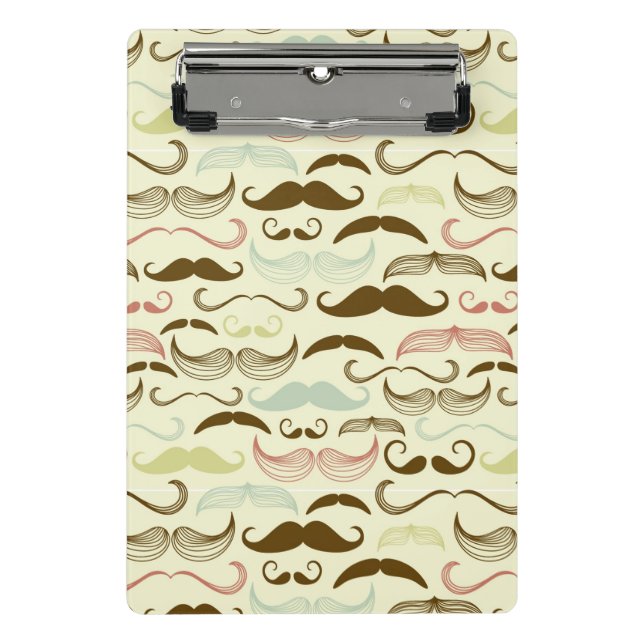 Mustache pattern, retro style 4 mini clipboard (Front)