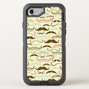 Mustache pattern, retro style 4 OtterBox defender iPhone SE/8/7 case