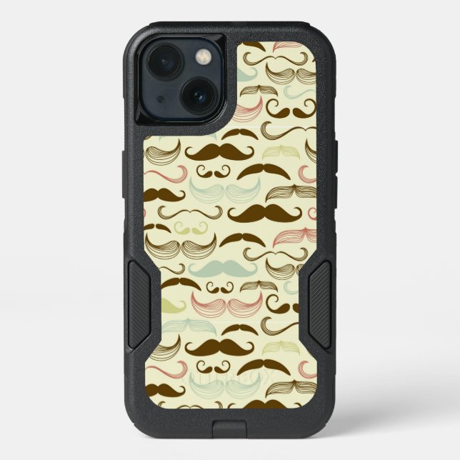 Mustache pattern, retro style 4 otterbox iPhone case (Back)
