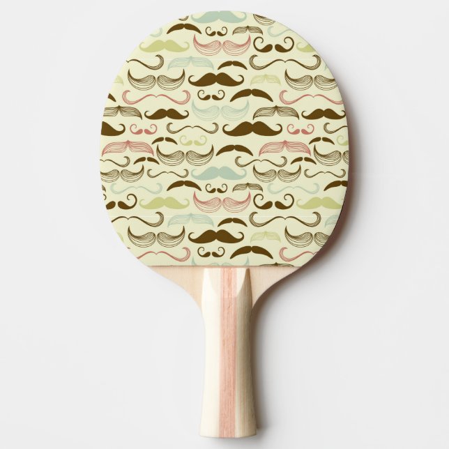 Mustache pattern, retro style 4 ping pong paddle (Front)