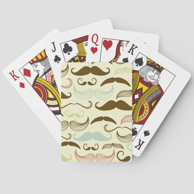 Mustache pattern, retro style 4 poker cards (Back)