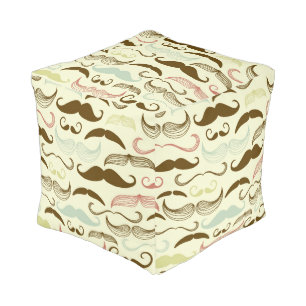 Mustache pattern, retro style 4 pouf