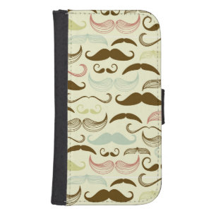 Mustache pattern, retro style 4 wallet phone case for samsung galaxy s4
