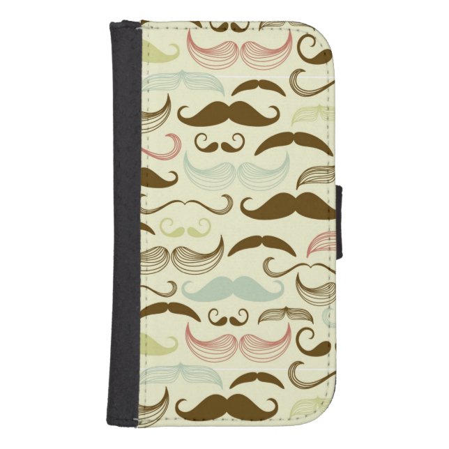 Mustache pattern, retro style 4 samsung galaxy wallet case (Front)
