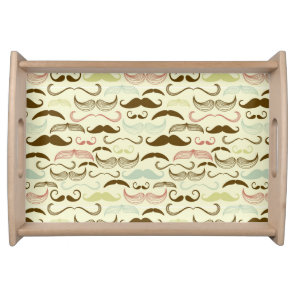 Mustache pattern, retro style 4 serving tray