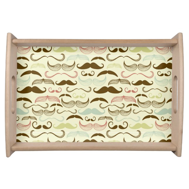 Mustache pattern, retro style 4 serving tray (Front)