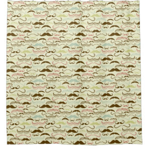 Mustache pattern, retro style 4 shower curtain