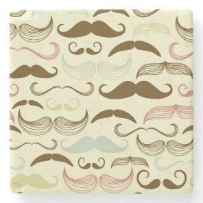 Mustache pattern, retro style 4 stone coaster