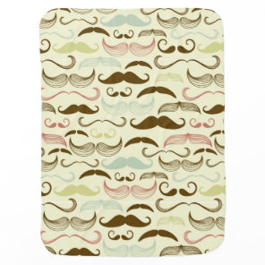 Mustache pattern, retro style 4 swaddle blanket