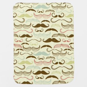 Mustache pattern, retro style 4 swaddle blanket