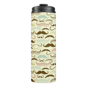 Mustache pattern, retro style 4 thermal tumbler