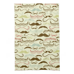 Mustache pattern, retro style 4 towel