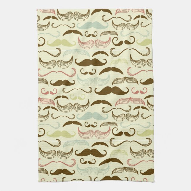 Mustache pattern, retro style 4 towel (Vertical)