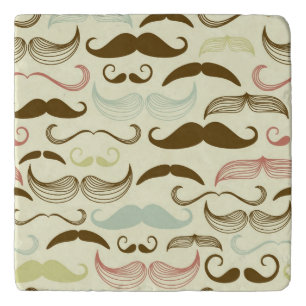 Mustache pattern, retro style 4 trivet