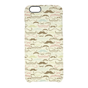 Mustache pattern, retro style 4 clear iPhone 6/6S case