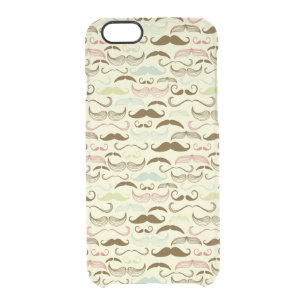 Mustache pattern, retro style 4 clear iPhone 6/6S case