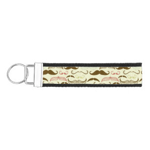 Mustache pattern, retro style 4 wrist keychain