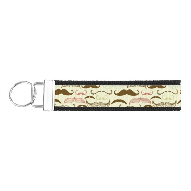 Mustache pattern, retro style 4 wrist keychain (Keys on Left)