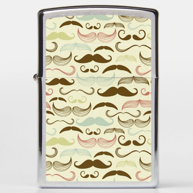 Mustache pattern, retro style 4 zippo lighter (Front)