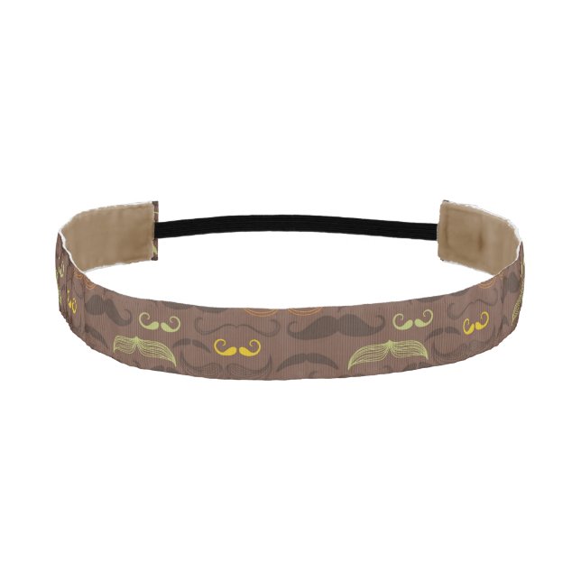 Mustache pattern, retro style 5 athletic headband (Front)