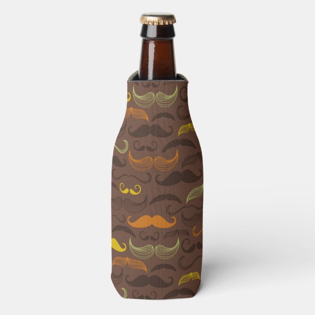 Mustache pattern, retro style 5 bottle cooler (Bottle Front)
