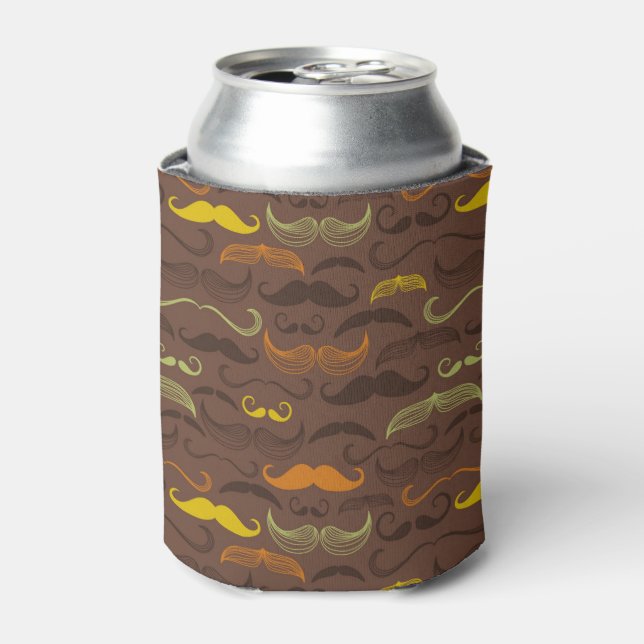 Mustache pattern, retro style 5 can cooler (Can Front)