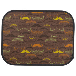 Mustache pattern, retro style 5 car mat