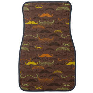 Mustache pattern, retro style 5 car mat