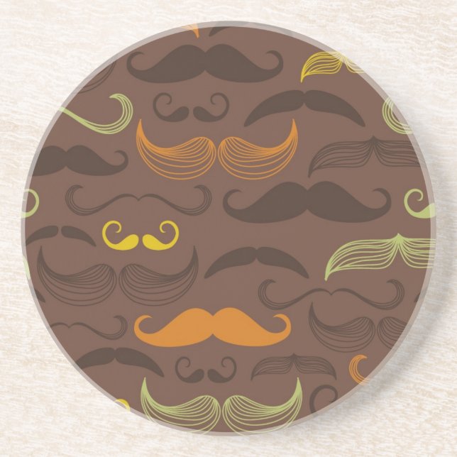 Mustache pattern, retro style 5 coaster (Front)