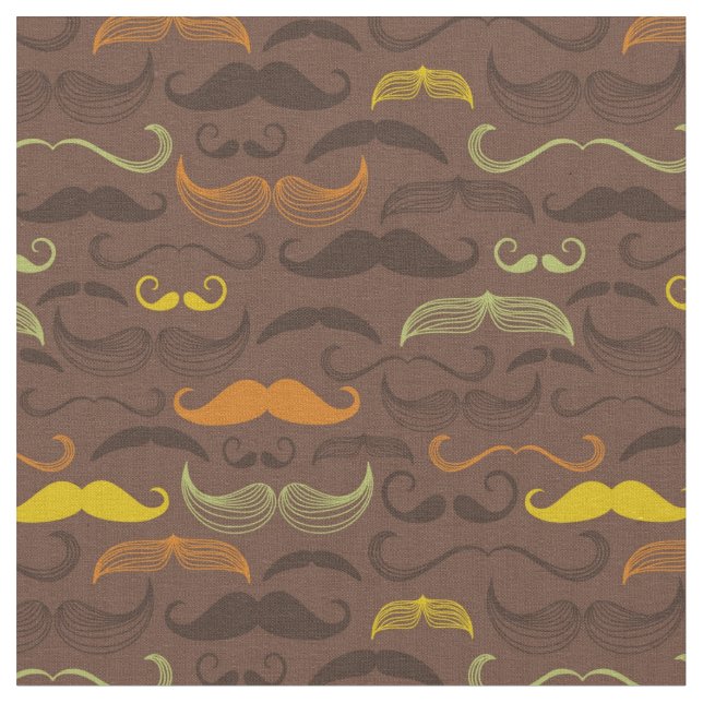 Mustache pattern, retro style 5 fabric (Close Up)