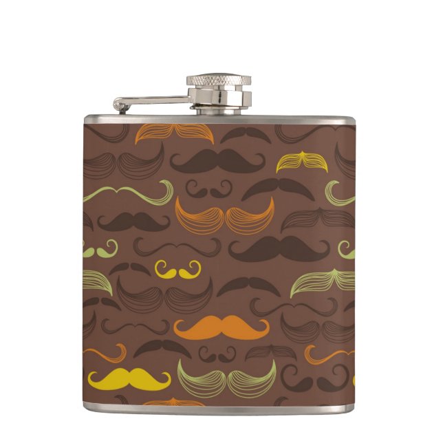 Mustache pattern, retro style 5 flask (Front)
