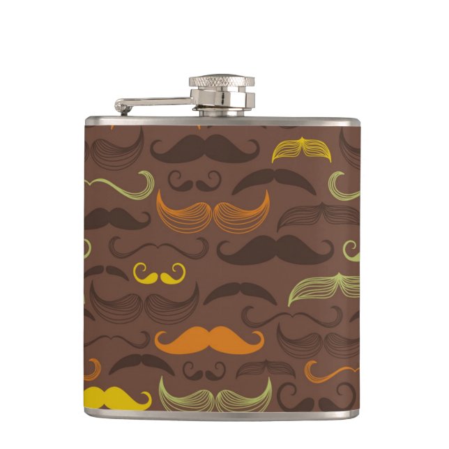 Mustache pattern, retro style 5 flask (Front)