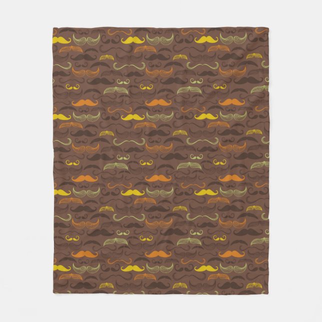 Mustache pattern, retro style 5 fleece blanket (Front)