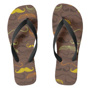 Mustache pattern, retro style 5 flip flops