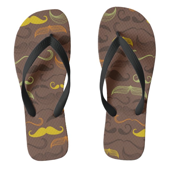 Mustache pattern, retro style 5 flip flops (Footbed)