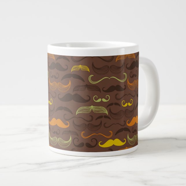 Mustache pattern, retro style 5 large coffee mug (Front Right)