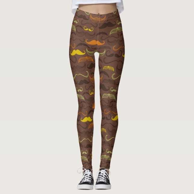 Mustache pattern, retro style 5 leggings (Front)