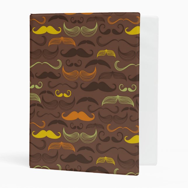 Mustache pattern, retro style 5 mini binder (Front/Inside)