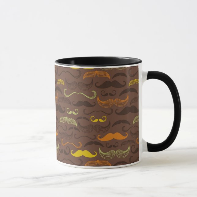 Mustache pattern, retro style 5 mug (Right)