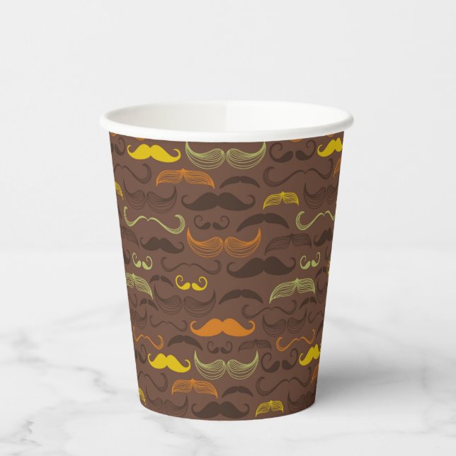 Mustache pattern, retro style 5 paper cups (Left)