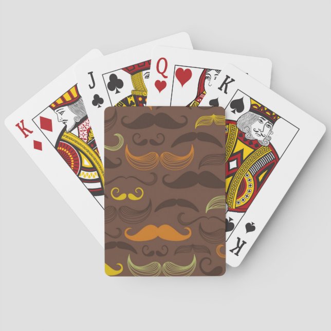 Mustache pattern, retro style 5 poker cards (Back)