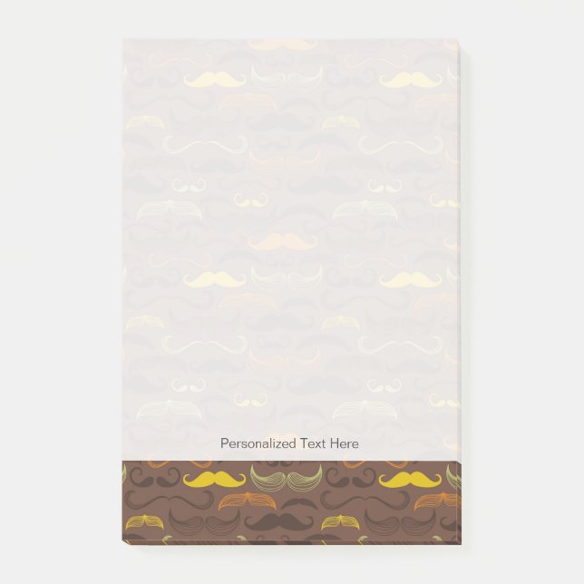 Mustache pattern, retro style 5 post-it notes (Front)
