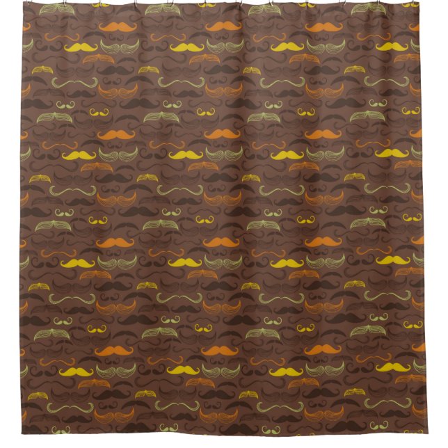 Mustache pattern, retro style 5 shower curtain (Front)